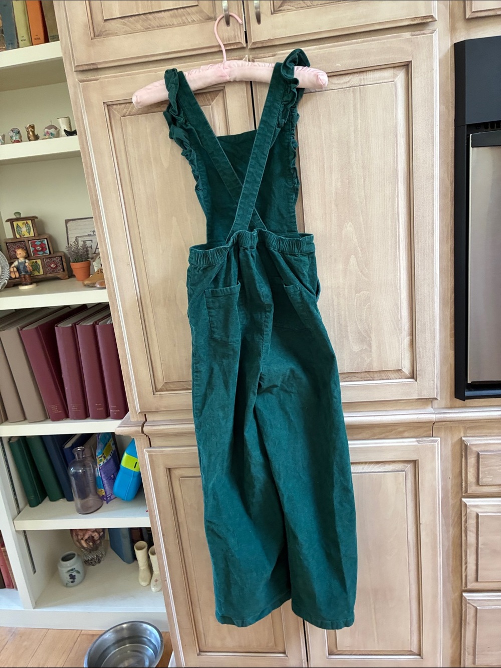 Hanna Andersson Green Corduroy Wide-Leg Jumpsuit Sz 12 - Picture 4 of 6